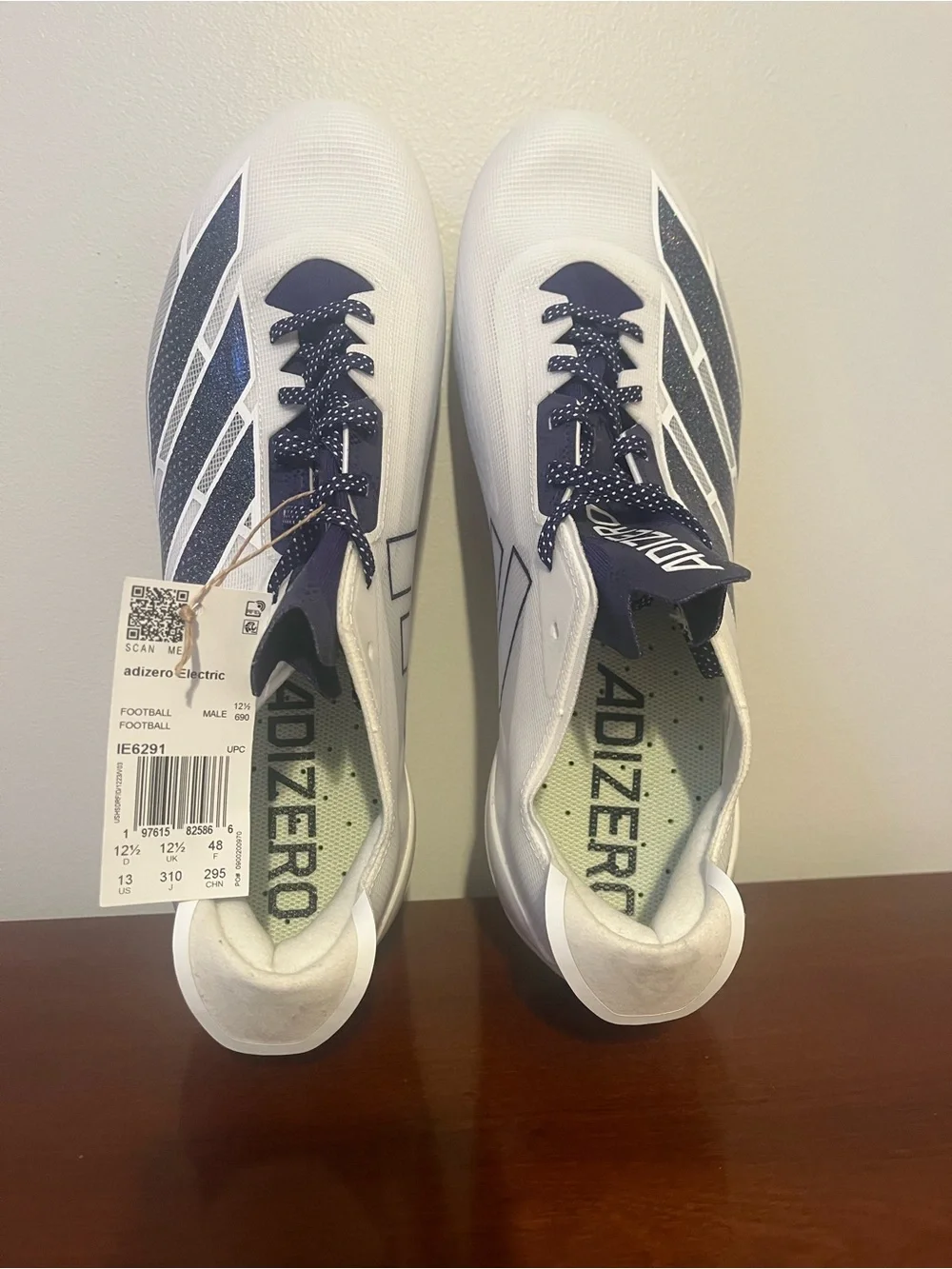 Adizero Electric Men’s Cleats - White/Team Navy Blue